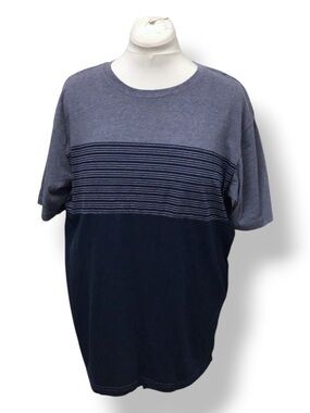 OT Revolution Mens Short Sleeve Crew Neck T-Shirt Color-block Blue/Navy XL